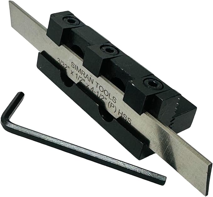 Adjustable Center Height T Type Parting Cut Off Tool Holder Shank 10 mm | M2 Grade HSS Blade, Size-3/32 x 1/2 x 4-1/2" for Metal Lathe Machines | Epoxy Black Finish for Rust Free