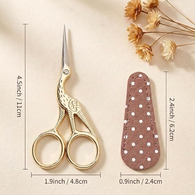 BIHRTC 4.5Inch Embroidery Scissors Sharp Tip Stainless Steel DIY Tool | Scissors for Knitting Cross Stitch Cutting Embroidery Sewing Handcraft Craft Art Work Gold