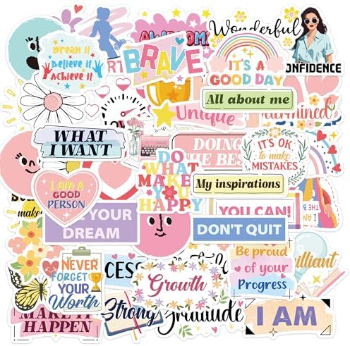 50 Pcs Cartoon Motivational Vinyl Stickers