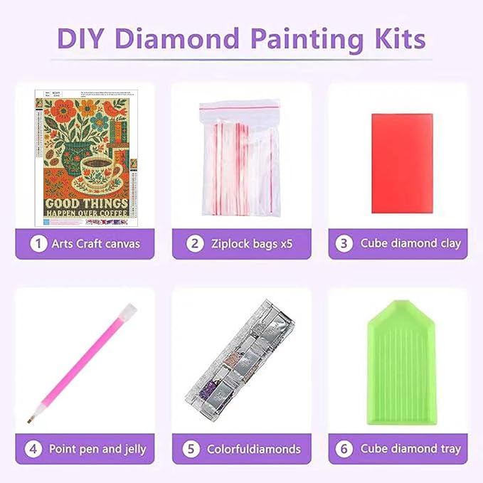 Diamond Art Kits for Adults,Coffee Cup Flower Diamond Painting,12 x 16 Inch