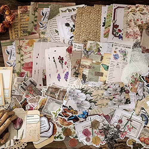 BLEDS 400PCS Vintage Journaling Supplies Scrapbook Paper Stamp Stickers