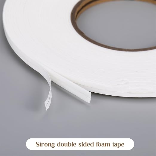 Tatuo 2 Rolls Double Sided Foam Tape for Mounting,1/8 Inch by 33 Feet,White