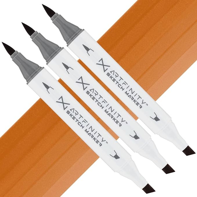 Artfinity Sketch Markers - Set of 3 - Leather E2-5, Vibrant, Professional, Dye-Based Alcohol Markers for Artists, Drawing, Travel, & More
