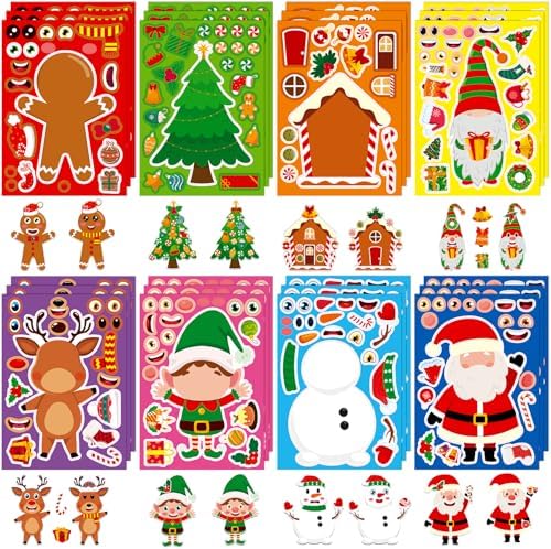 SmilinFit Christmas Stickers, Toddlers Stocking Stuffers for Kids, DIY Christmas Crafts for Kids Party Favors Supplies, Party Activity Games Classroom Decorations Gifts