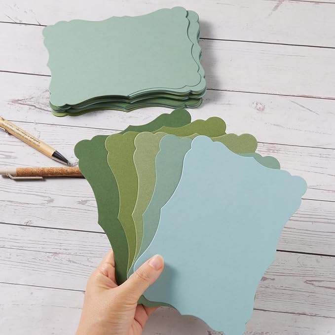 50 Pack Blank Kraft Greeting Cards, Green, 5 Colors, 4x6IN