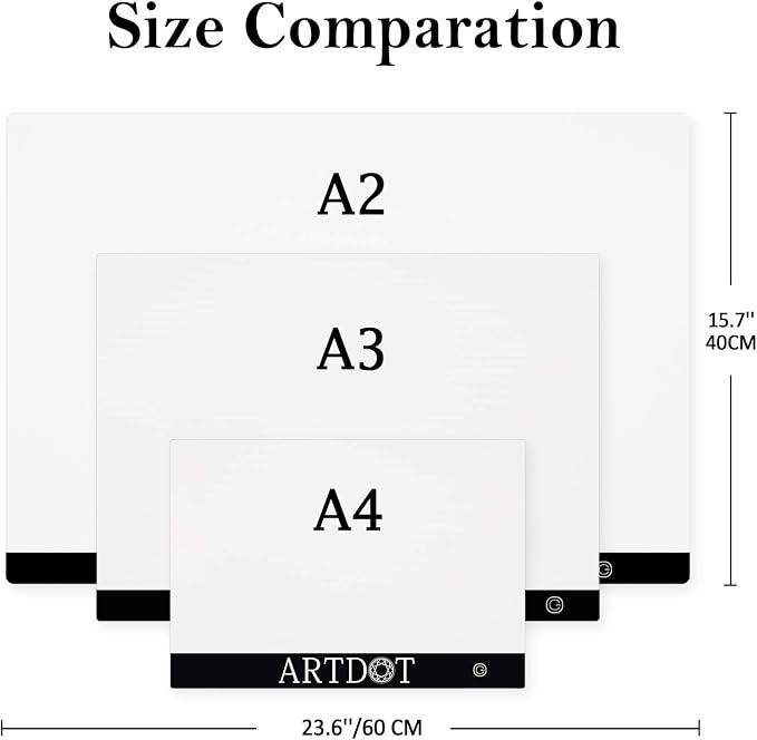 ARTDOT A2 LED Light Pad for Diamond Painting USB Powered Light Board Kit, Adjustable Brightness with 12 Angles Stand and Clips
