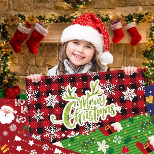 12in Christmas Decoupage Scrapbooking Paper Pad - 24 Sheets Xmas Decal Patterns Designed Material for Cardstock DIY Crafts Journals Folded Origami Gift Wrapping Supplies