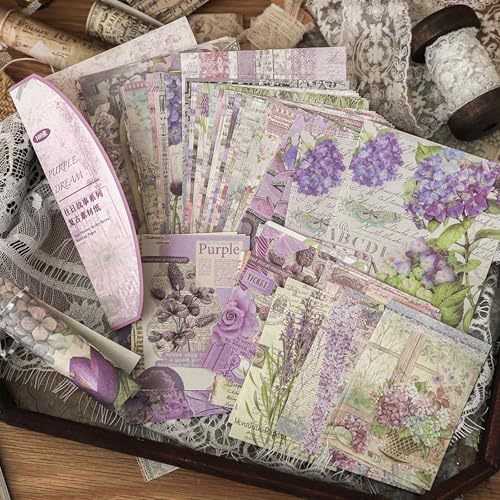 400PCS Vintage Scrapbook Paper Journaling Scrapbooking Supplies Kit Aesthetic Decorative Craft Paper Assorted for Bullet Junk Journals Card Making Craft DIY, Past Stories