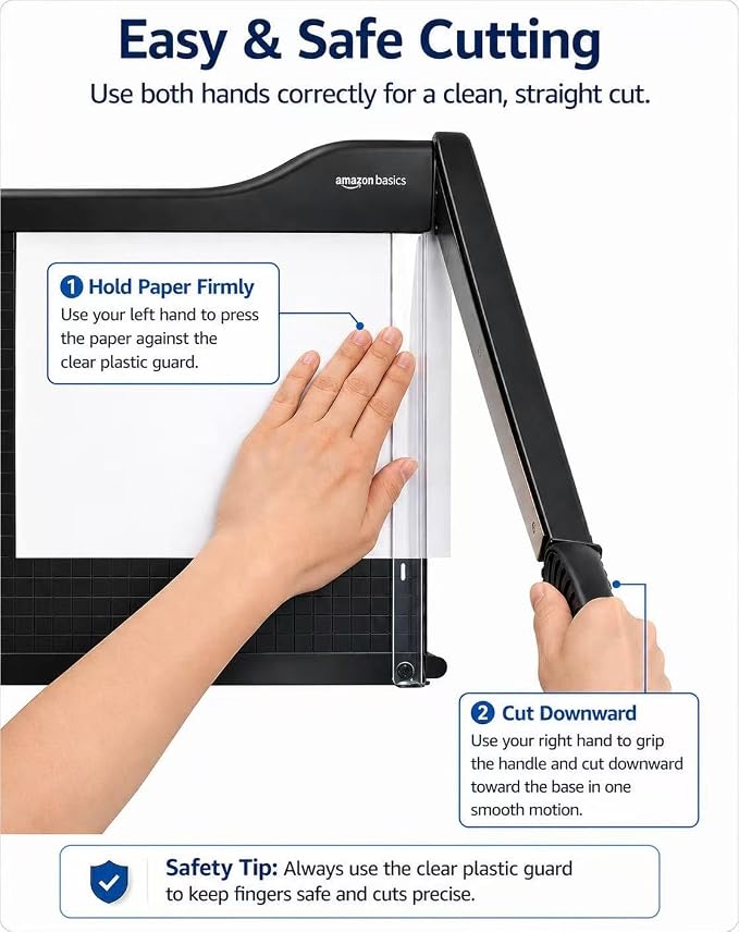 Amazon Basics Paper Trimmer Cutter for Office and Crafts, Heavy-Duty, Portable Guillotine Paper Cutter, 15-Inch, 10-Sheet Cardstock for Photos