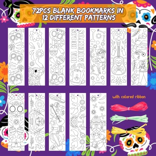 Day of the Dead Color Your Own Bookmarks, Coloring Blank Bookmarks for Kids