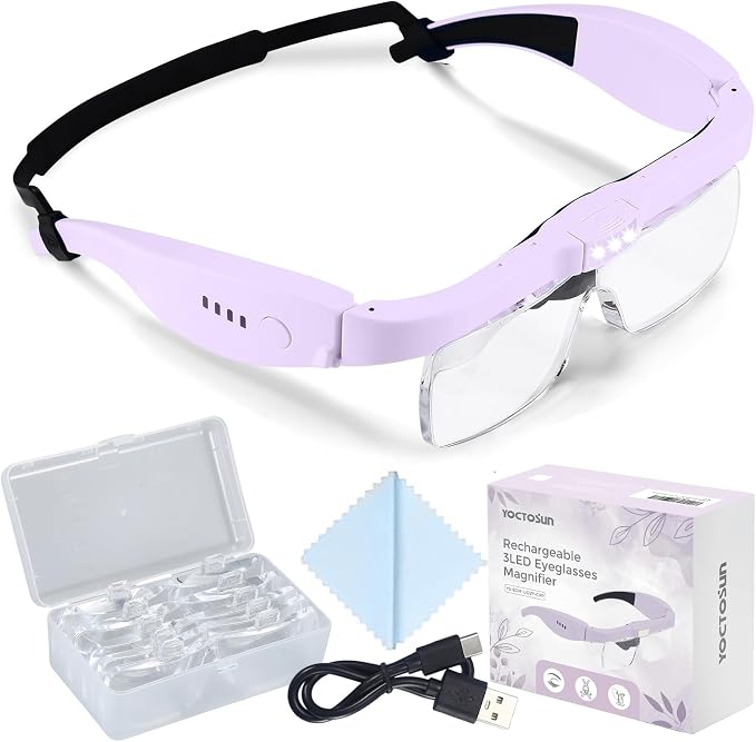 YOCTOSUN Magnifying Glasses with Light, 0.75X-4.0X Headband Magnifier