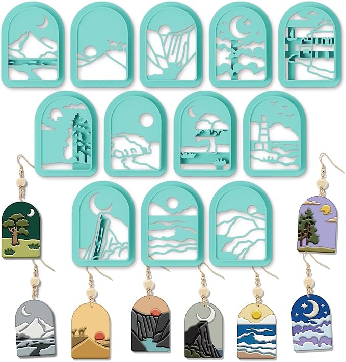 ORIGACH 12 Pcs Mountain Landscape Polymer Clay Cutters Set