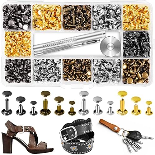 JETMORE 420 Sets Leather Rivet Kit, Double Cap Rivets for Leather Crafts