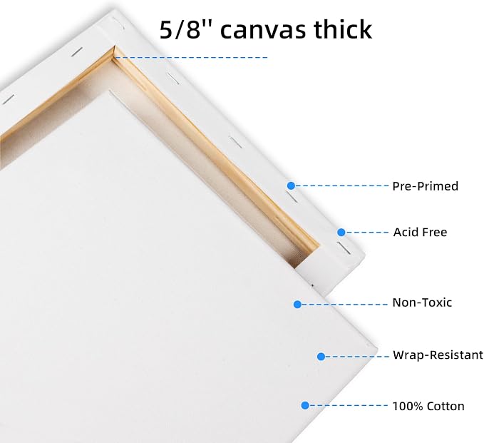 2 Pack 30x40 Canvas Stretched Canvases for Painting | Large Canvas for Painting, White Painting Canvases for Acrylic, Oil, Tempera, Watercolor or Other Paints (4Pack)
