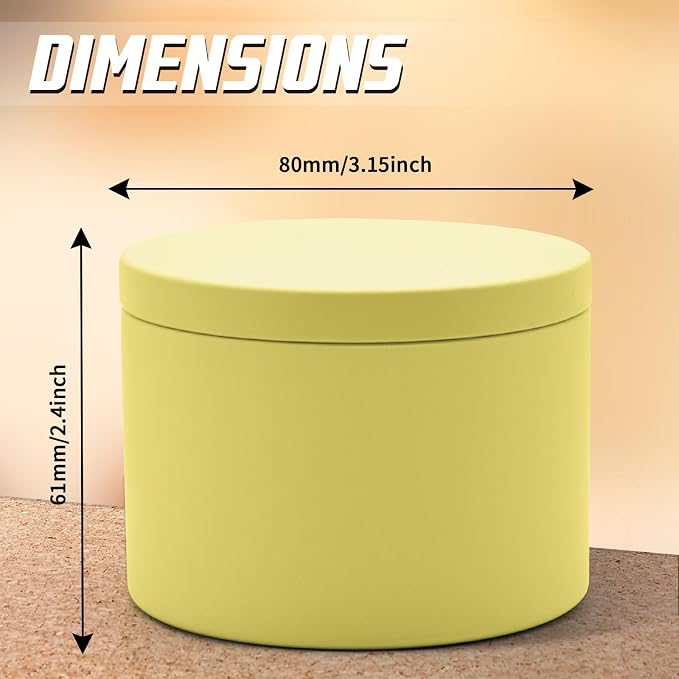 24-Pack 8oz Candle Tins with Lids, Metal Candle Jars for Candle Making, Empty Containers Vessels Bulk for Small Business & Beginners DIY Storage -Yellow/Lemon