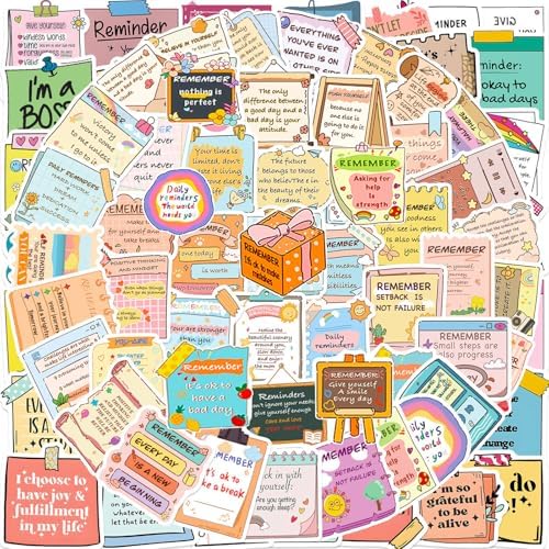 DothRayan Positive Affirmation Stickers, 100PCS Mental Health Inspirational Motivational Encouraging Self Love Care Quote Sticker Pack for Laptops Water Bottles Planners Decals Students Teens Adults