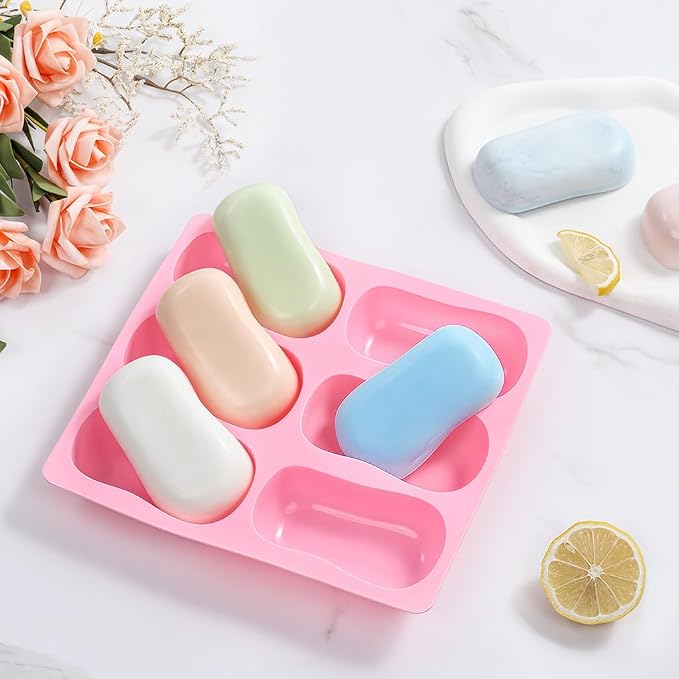 SJ Classic Soap Mold Set, 2-Pack 6-Cavity Silicone Soap Molds | For Soap Making, Bath Bombs, Wax Melts & Crafts, Food Grade Silicone, Easy Release, Reusable