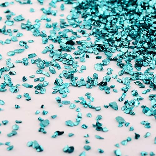 Crushed Glass Irregular Metallic Chips Sprinkles Chunky Glitter Light Blue 100g 2-4mm for Nail Arts Craft DIY Vase Filler Epoxy Resin Mold Scrapbooking Jewelry Making Decoration (Light Blue, 2-4mm)