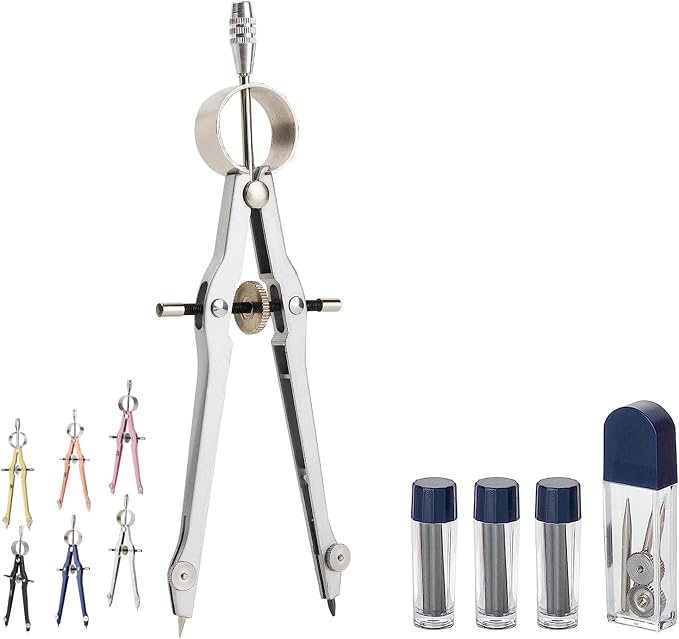 Mr. Pen- Professional Compass for Geometry, Extra Lead | Metal Compass Drawing Tool for Students, Drafting and Engineering, Technical Drawings, Circles and Geometry Projects