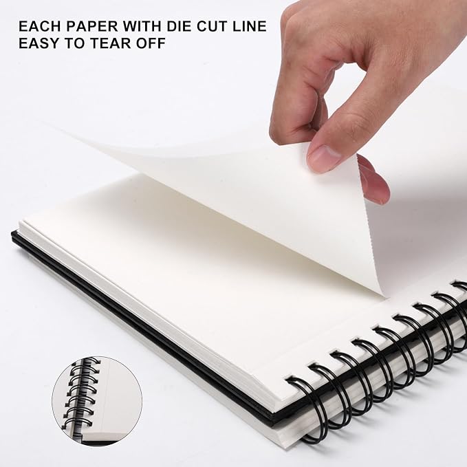 Hardbound Sketch Book, Spiral Bound, 8.5x11 inches | 80-Sheets, 90gsm Inner Paper, Acid Free Drawing Art Paper, Perfect for Kids and Adults