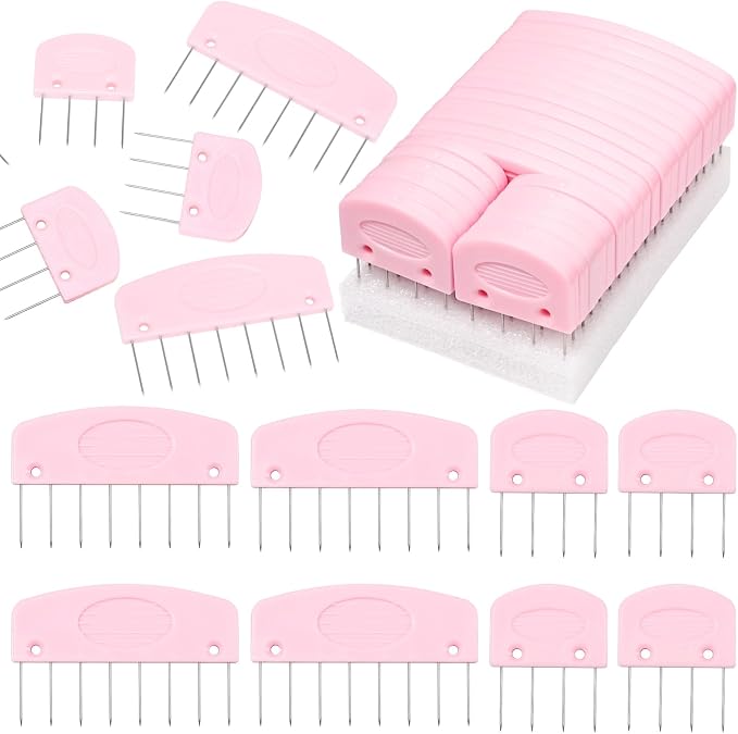 Knit Blocking Pins Kit, 25 Pcs Pink Color Knit Blocking Combs Pins