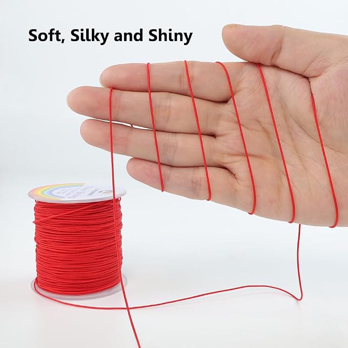 LUSTEMBER 0.8mm Nylon String, Strong Bracelet String, Durable Nylon Cord for Jewelry Making, Bracelets, Beading, Necklaces, Rattail Braiding, Kumihimo, Wind Chimes, Blinds and Handicrafts