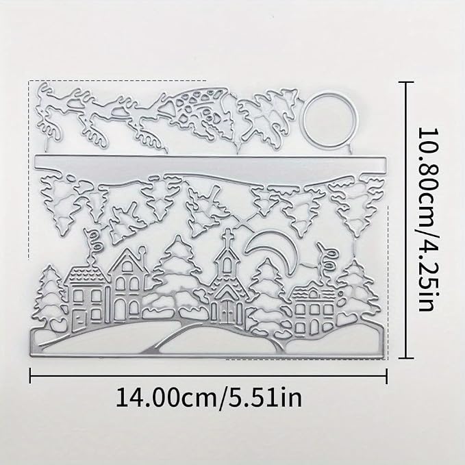 Lapoo Metal Cutting Die for Scrapbooking, 3D Backgrounds Frame New Cutting Dies DIY Album Card Making Decor Paper Metal Die Cuts Party Wedding Decorations (Santa Claus and The Reindeer 5.5 x 4.3 in)