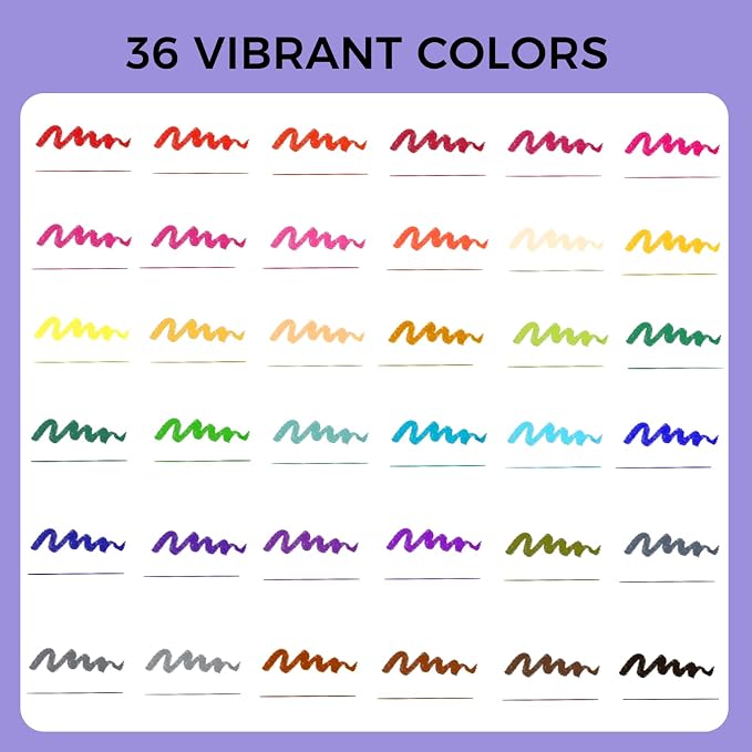 Artecho 36 Colors Dual Tip Markers for Adult Coloring Books | Drawing Pens For School, Fine and Brush Tip, Calligraphy, Drawing, Sketching