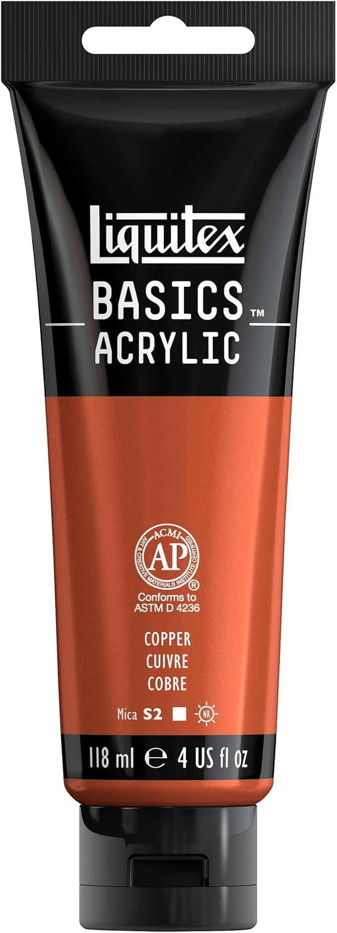 Liquitex BASICS Acrylic Paint, 4-oz Tube, Copper | Medium Viscosity, Satin Finish, Lightfast, Fine Art Pigments, Range of Opacities, Easy Blending