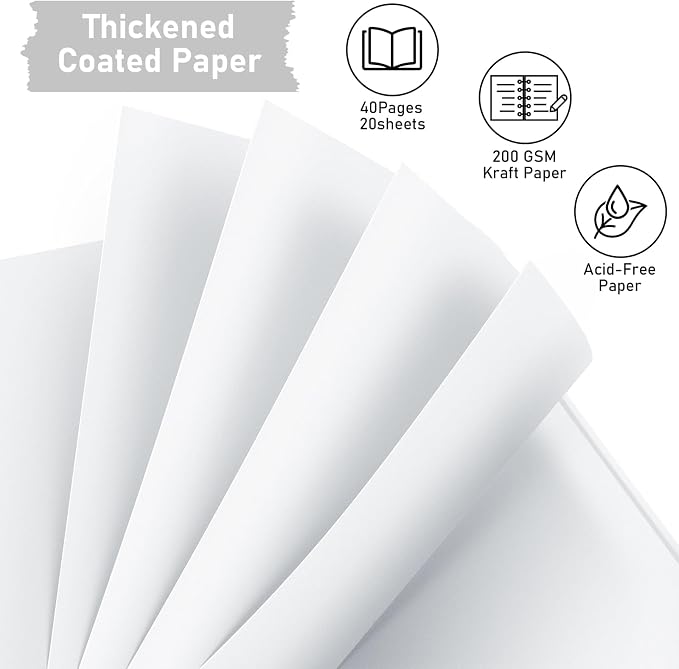 GOTIDEAL 8 x 8 Inch Scrapbook Album with Metallic Markers, White, 40 Pages | Kraft Paper Photo Albums for Wedding & Anniversary, Family DIY Scrap Books with Scrapbooking Stickers Corners