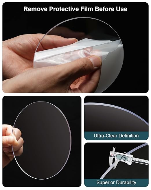 UCEC 2 Pcs 5.1in Clear Circular Cutting Pads for Die Cutting & Scrapbooking | Polycarbonate Plastic Cutting Plates for Die-Cut Machines, Crafting & Scrapbooking, Durable Clear Circular Pads, 5.1 Inch