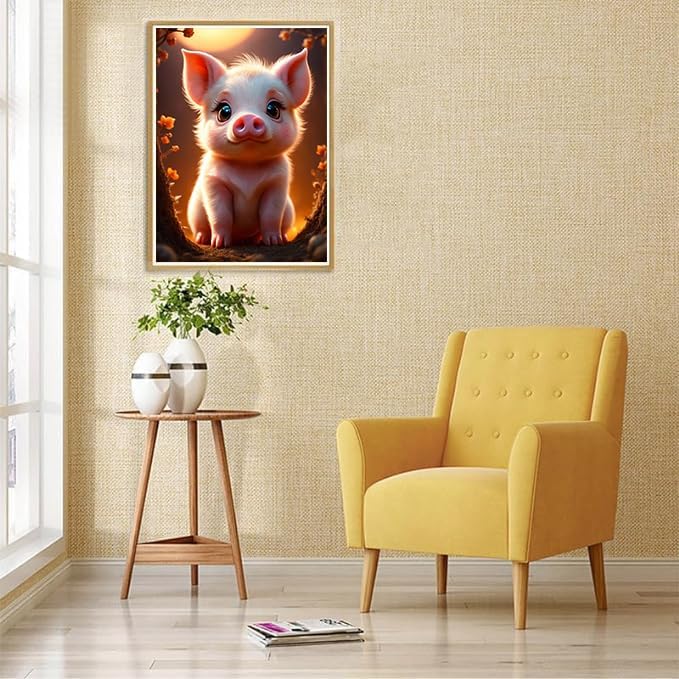 Lophomie Diamond Art Kits for Adults, 5D Pig Diamond Painting Kits 12x16 in