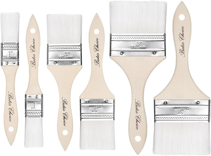 Bates- Chip Paint Brushes, 6 Pack, 1", 2", 3", Synthetic Bristles Painting Brushes, Paint Brushes Set, Chip Brush, Painting Brush, Wood Stain Brush Set, Chip Paint Brushes for Paint, Chip Brushes