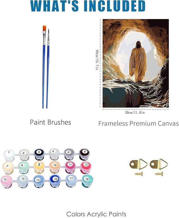 3 Pack Jesus Paint by Numbers Kit for Adults Beginner (Without Frame) | Paint by Number Kits on Canvas DIY Acrylic Oil Easy Painting by Numbers for Home Wall Decor Gift12X16 in
