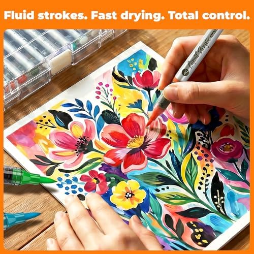 Chalkola 60 Acrylic Brush Markers - Waterproof Paint Pens for Rock Painting