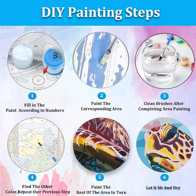 Artunion Sea Turtle Paint by Numbers Kit for Adults,Hawksbill Animal Paint by Number Kits, DIY Oil Painting Paint by Number Kits on Canvas Arts Craft for Home Wall Decor 16x20 Inch