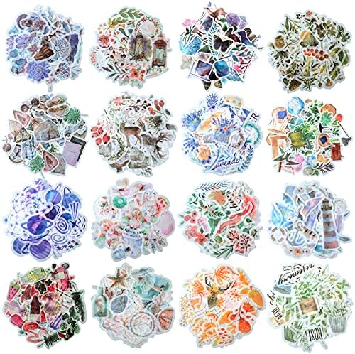 640 Pcs Watercolor Various Theme Stickers for Scrapbook, Warm Style