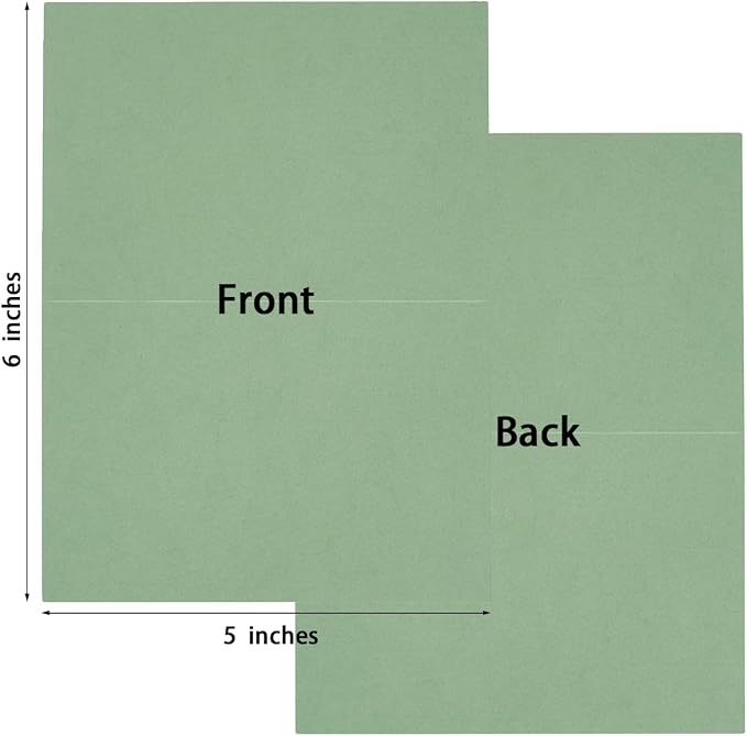 50 Pack Blank Folded Cardstock Cards, Sage-Green, 3x5