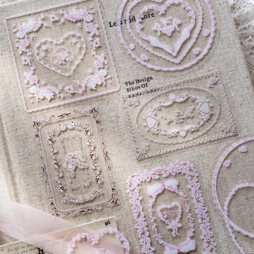 40 Pcs Vintage Floral Frame PET Stickers, 4 Packs Nested Decals