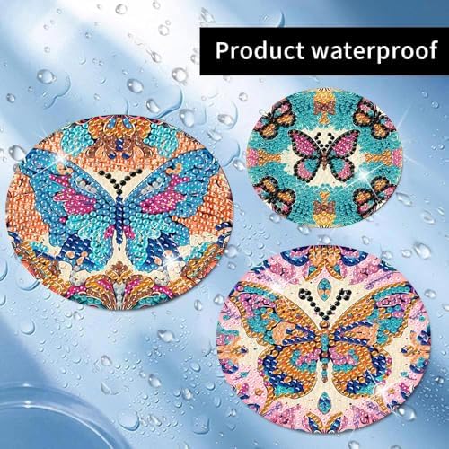 8 Pcs Diamond Art Coaster Kit for Adult with Holder, Diamond Coasters 4x4in
