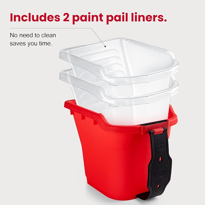 Mister Rui Paint Brushes Paint Cup with Hand Held Paint Bucket Liner & Lid | 2 Inch Paint Brush with Paint Pail Set, Paint Cup with Handle for Smooth Finish, Wall, Furniture, Trim