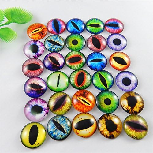 Julie Wang 18mm 40pcs Mixed Dragon Eyes Flatback Glass Cabochon Dome for Artworks Making Jewelry Settings Craft DIY Findings