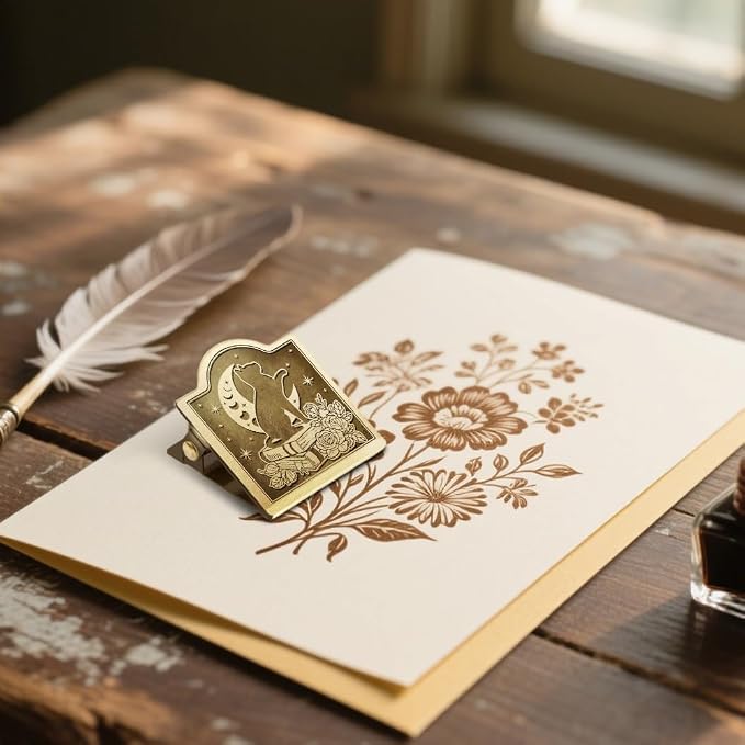 ANATTASOUL Cat & Moon Travel Journal Clip for DIY Use