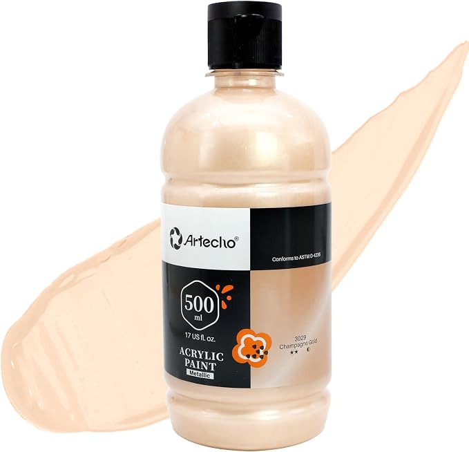 Artecho Champagne Gold Acrylic Paint 500ml / 17oz Large Bottle