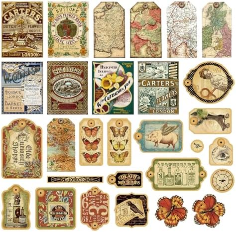 PRSTINCOL 116Pcs Vintage Stickers - Junk Journal Supplies - Waterproof Cute Aesthetic Stickers for Adults, Water Bottles, Planners - Durable Sticker Pack