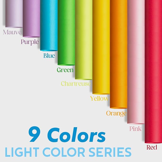 Colored Copy&Print Paper 8.5X11 Inches,180 Sheets 9 Colors Rainbow A4 Printer Paper 20 lb/90GSM Colored Origami Paper for Cutting DIY Art Craft