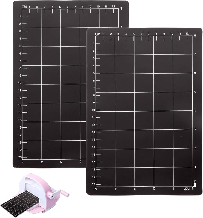 2 Pcs 6'' x 9" Magnetic Cutting Shim with Card Size | Grid Magnetic Shim Embossing Machine Die Pads, Black Sheet Grids Die Cutting Machine Accessories for Die Cutter