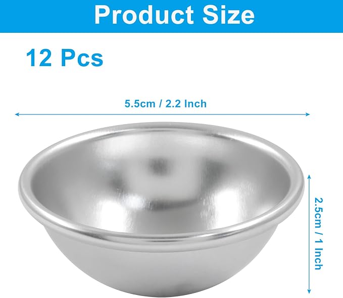Hitefu 12 Pcs 2.1(5.5cm) Inch Metal Bath Bomb Molds