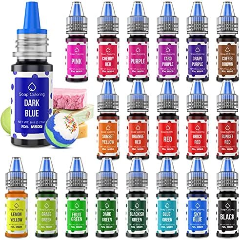 20 Colors Bath Bomb Soap Dye - Wayin Liquid Based Soap Colorant, Food Grade Coloring, Skin Safe, Vibrant Neon Soap Coloring for Soap Making DIY, Bath Bomb Supplies Kits, Bath Salt Crafting, Slime Dye