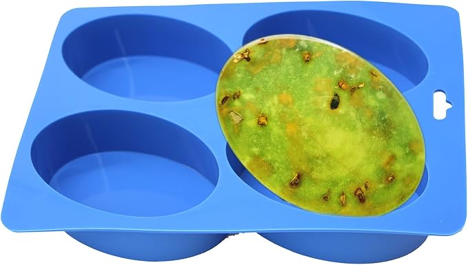 X-Haibei Large Oval Basic Soap Lotion Bar Silicone Mold for Homemade Supplies 4-Cavity 4.5oz per Cell | Glossy Finish | Sturdy & Easy Unmold
